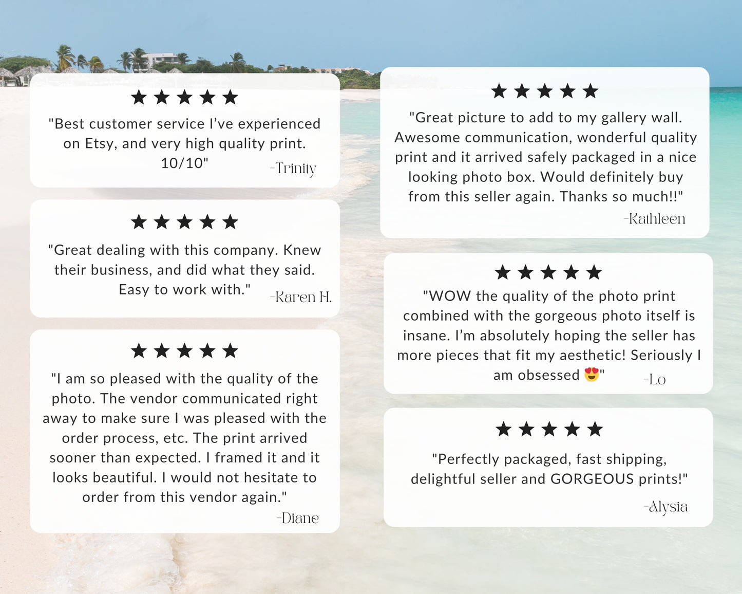 Departures Print Shop Aruba Print Collection 5-Star Reviews