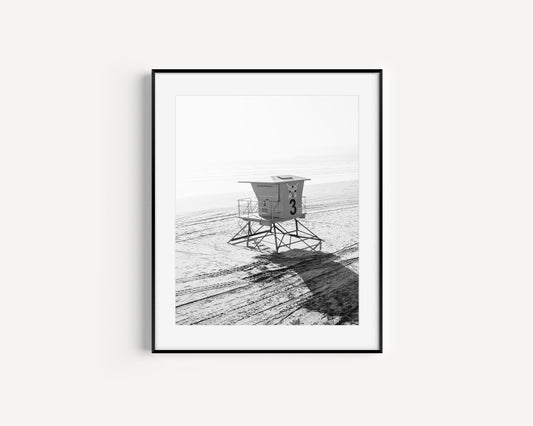 Black and White Lifeguard Tower Print II - Departures Print Shop