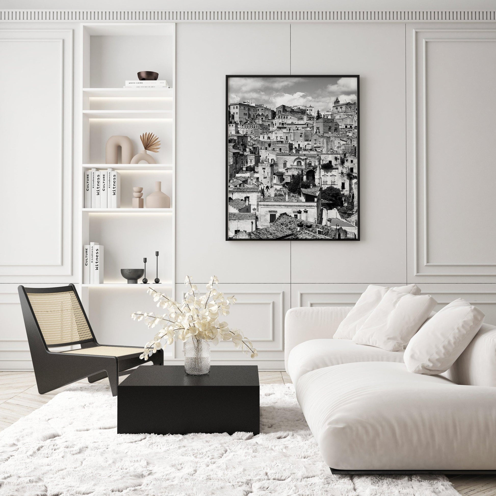 Black and White Matera Cityscape IV | Italy Photography Print - Departures Print Shop
