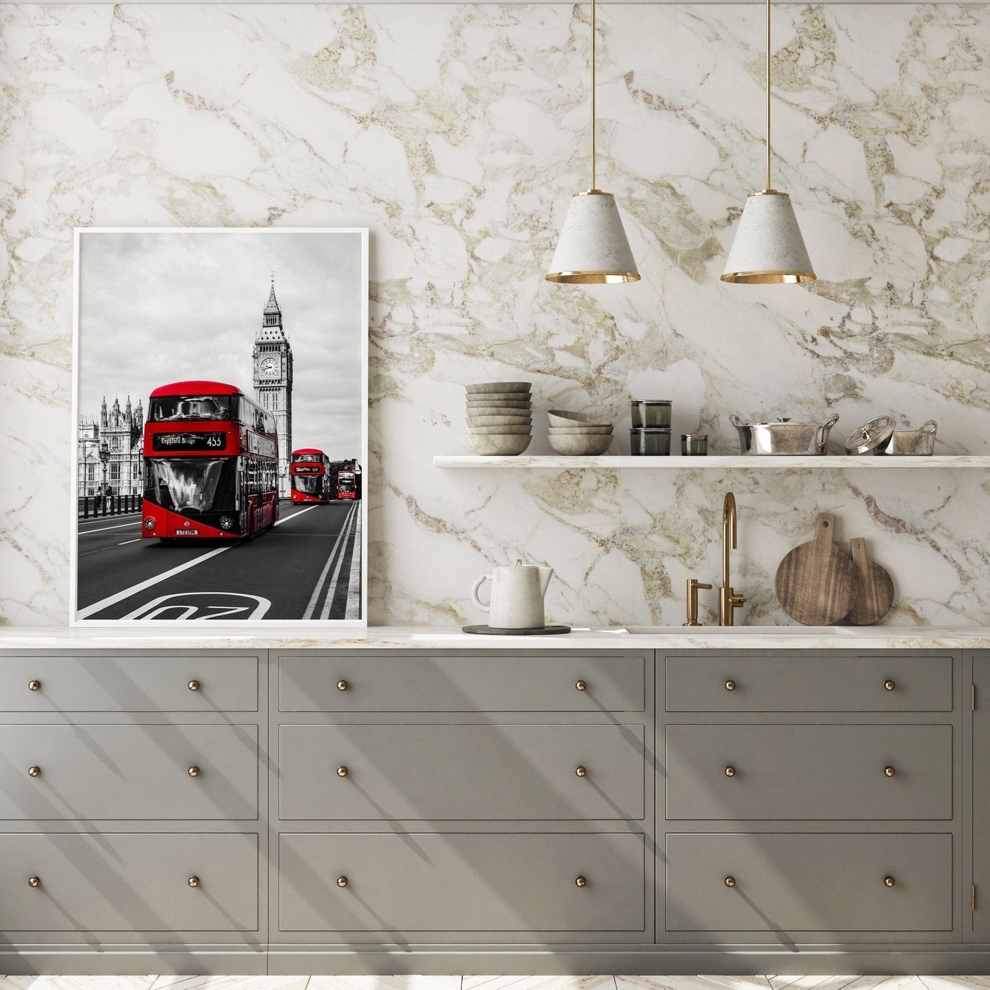 London Double-Decker Bus Photography Print - Departures Print Shop