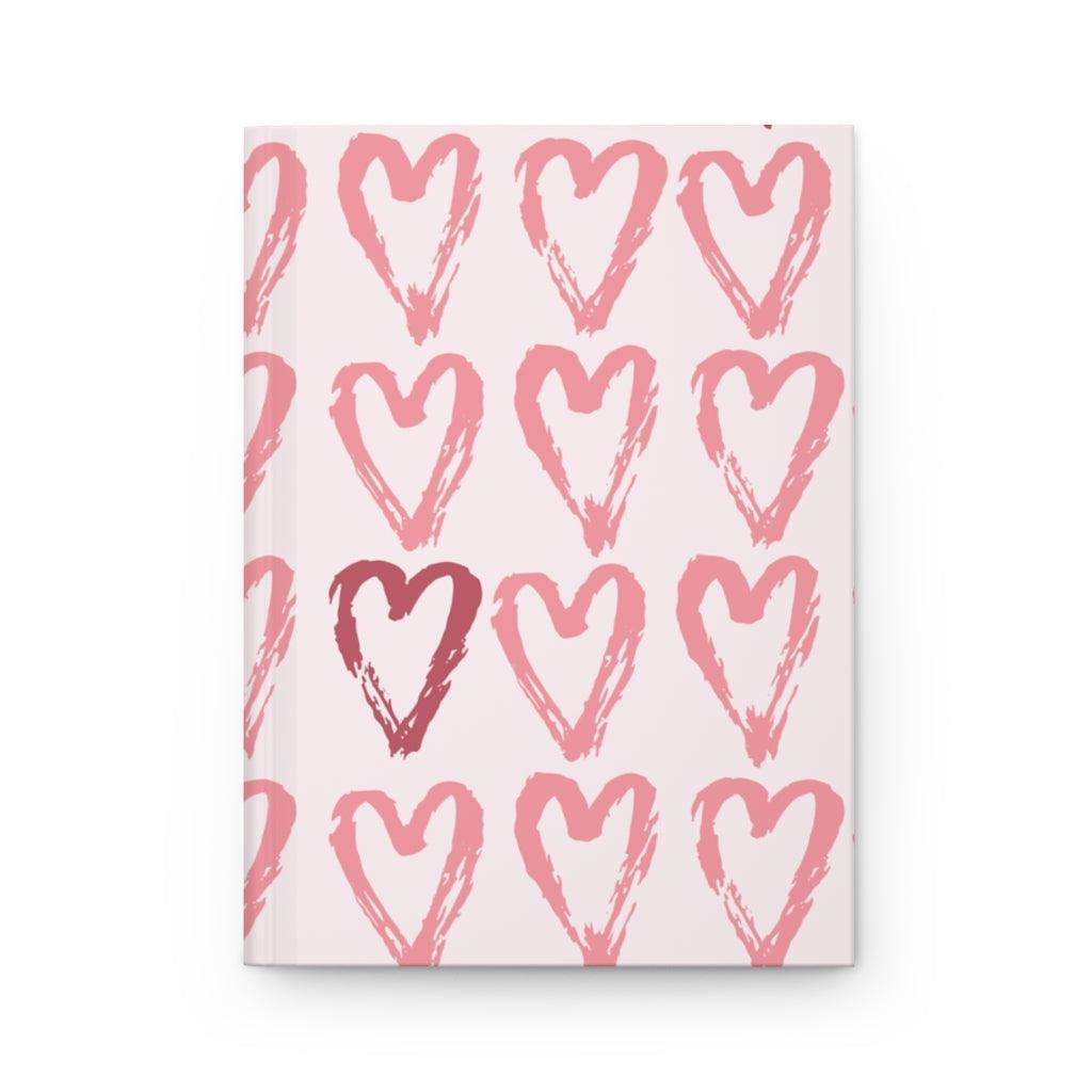 red and pink hardcover notebook. lined notebook.