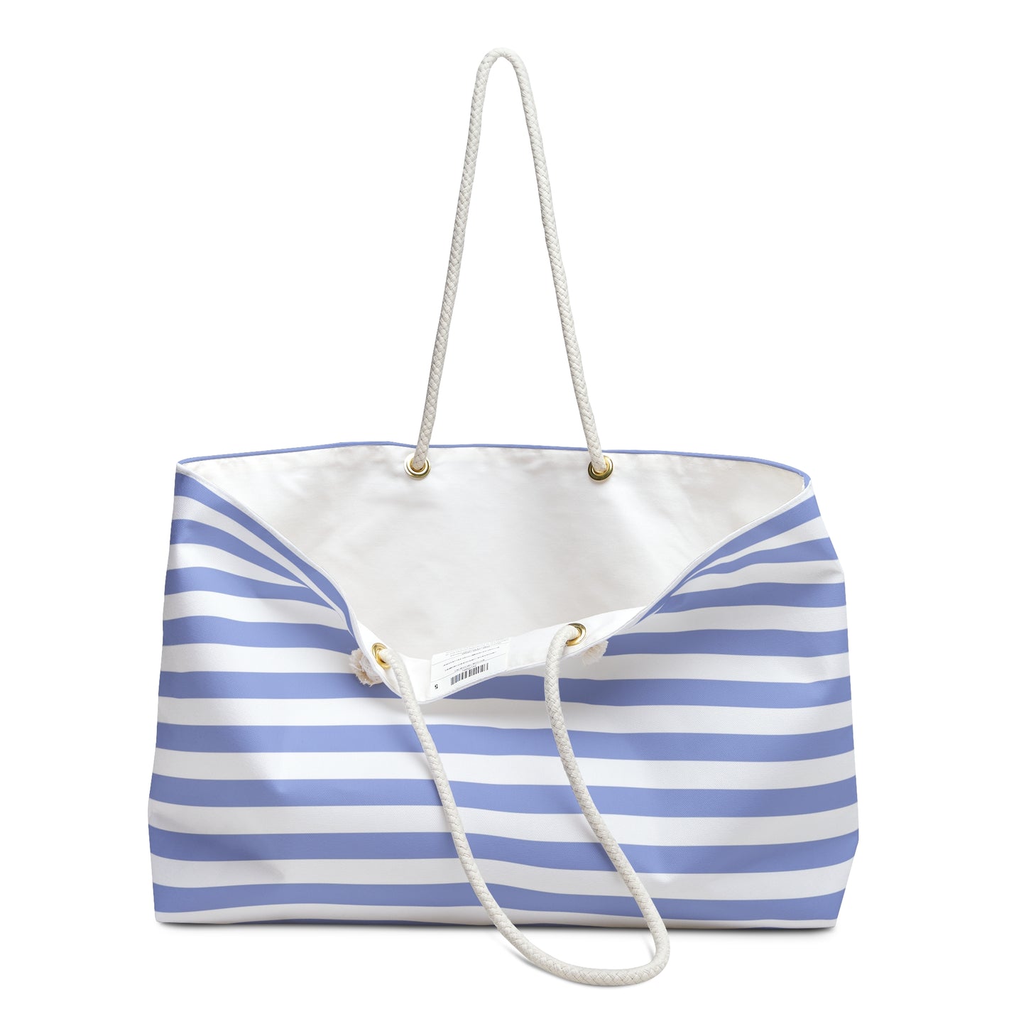 Hamptons Weekender Blue and White Striped Beach Bag 1