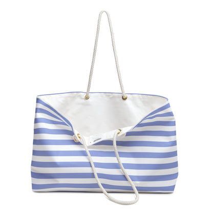 Hamptons Weekender Blue and White Striped Beach Bag 1