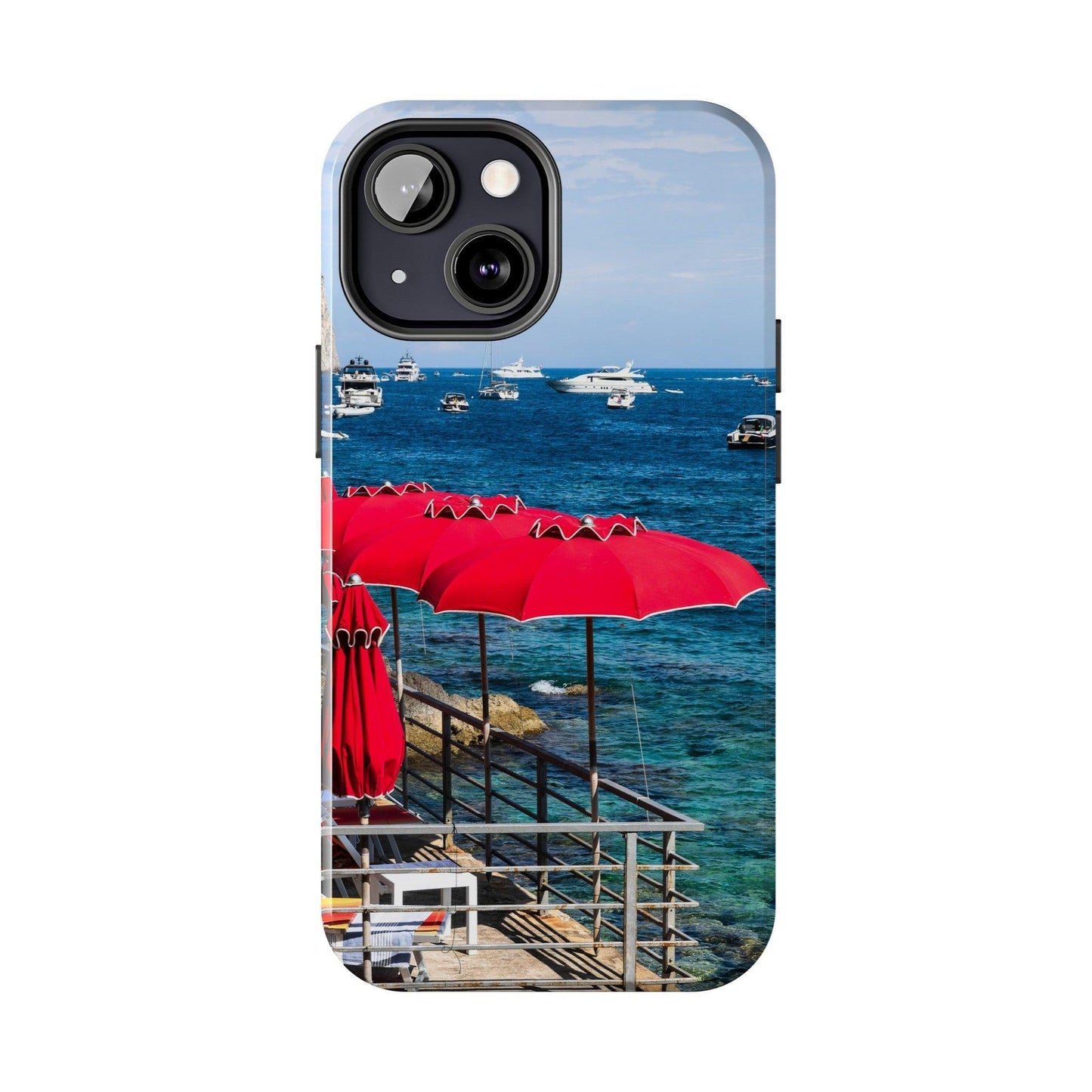 Capri Red Beach Umbrellas Phone Case