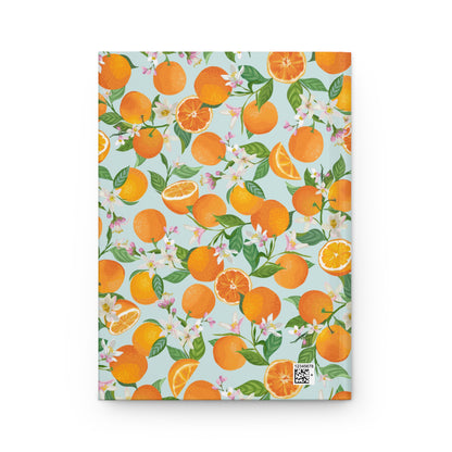 Orange Blossom Hardcover Journal — Lined Citrus Pattern Notebook