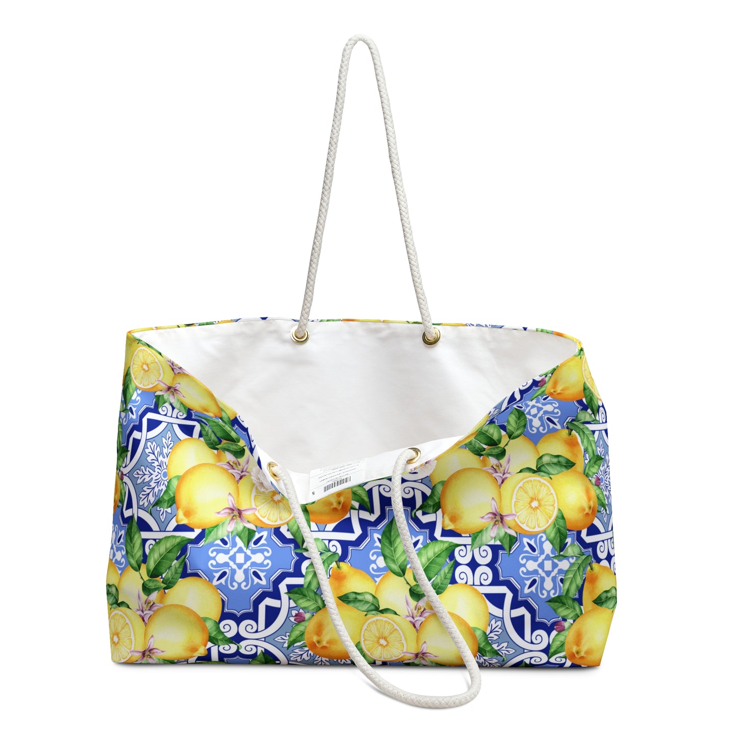 Summer in Positano Lemon Print Beach Bag