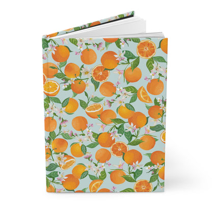 Orange Blossom Hardcover Journal — Lined Citrus Pattern Notebook