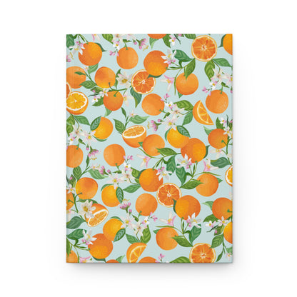 Orange Blossom Hardcover Journal — Lined Citrus Pattern Notebook