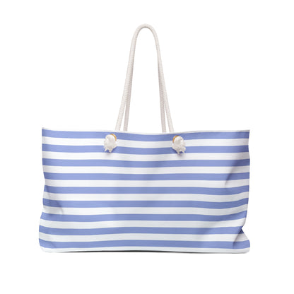 Hamptons Weekender Blue and White Striped Beach Bag 1