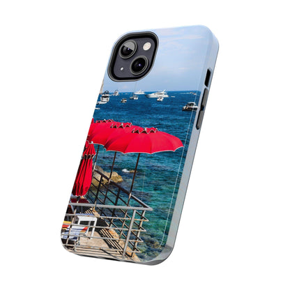 Capri Red Beach Umbrellas Phone Case