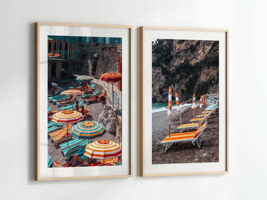 Amalfi Coast Beach Umbrella Print Set | Italy Photography Prints - Departures Print Shop