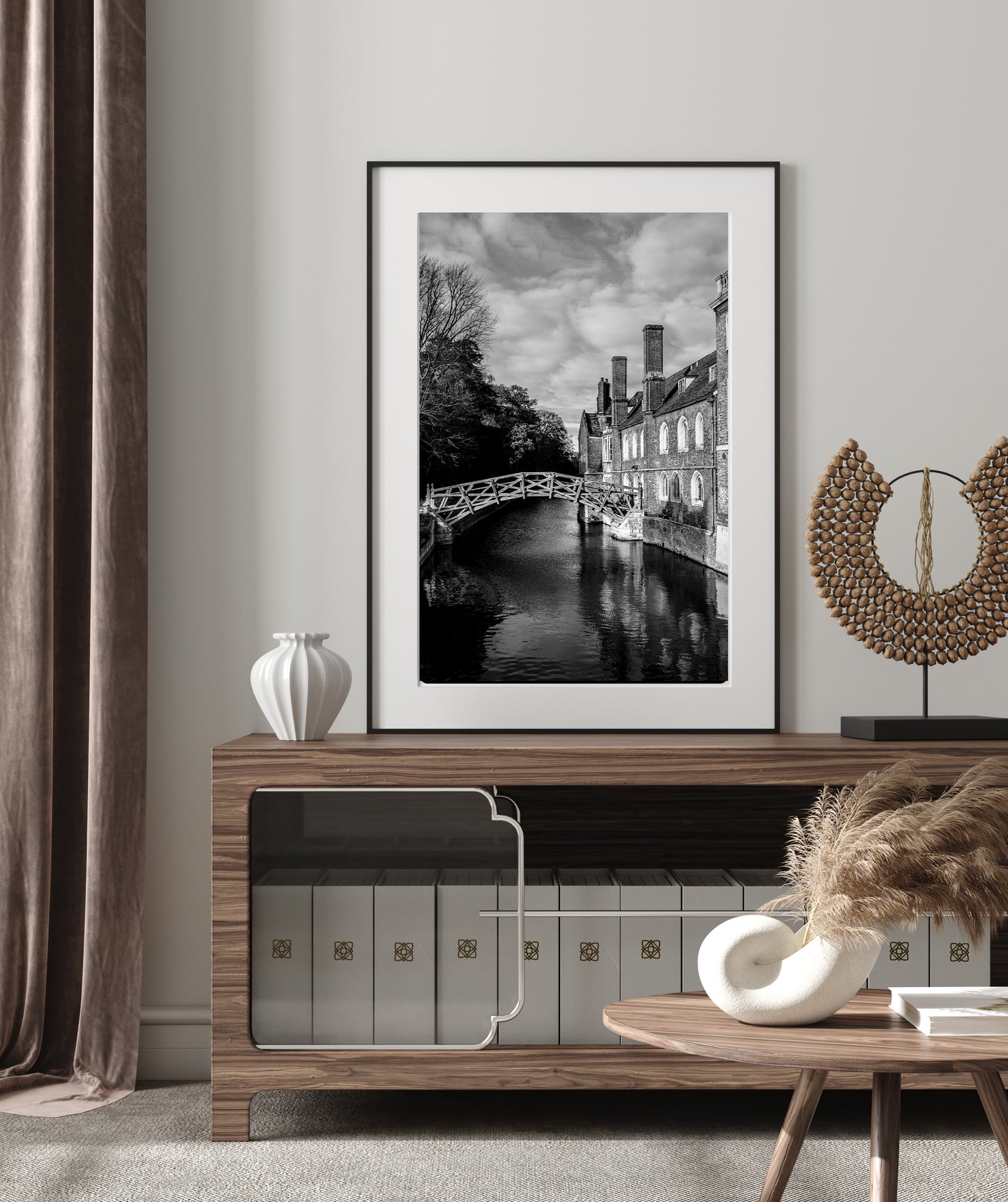 Black and White University of Cambridge Mathematical Bridge Print