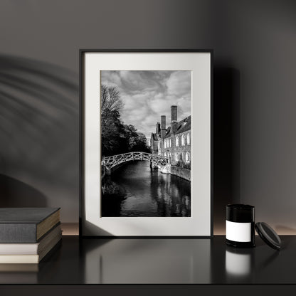 Black and White University of Cambridge Mathematical Bridge Print