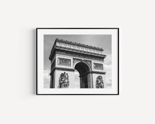 Black and White Arc de Triomphe | Paris Photography Print - Departures Print Shop