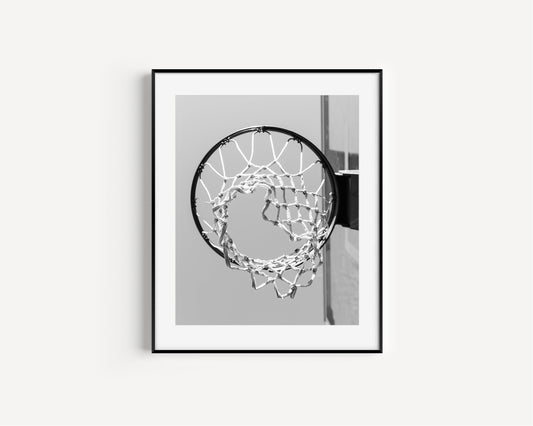 Black and White Basketball Net Print - Departures Print Shop