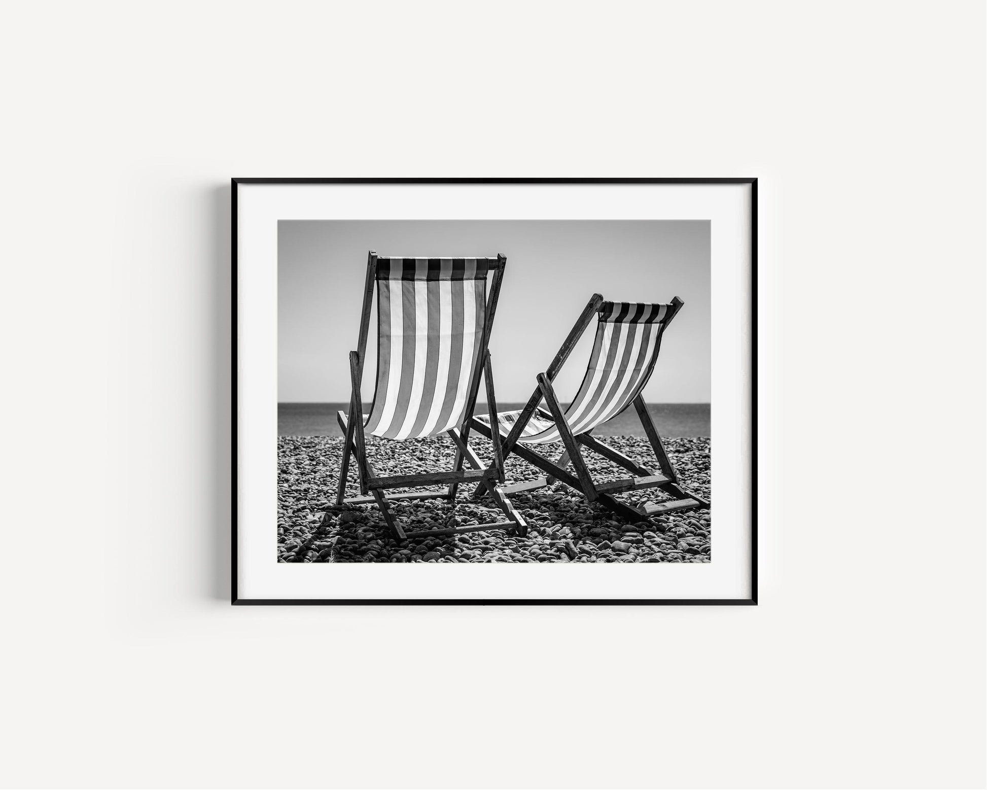 Black and White Beach Chair Photography Print - Departures Print Shop