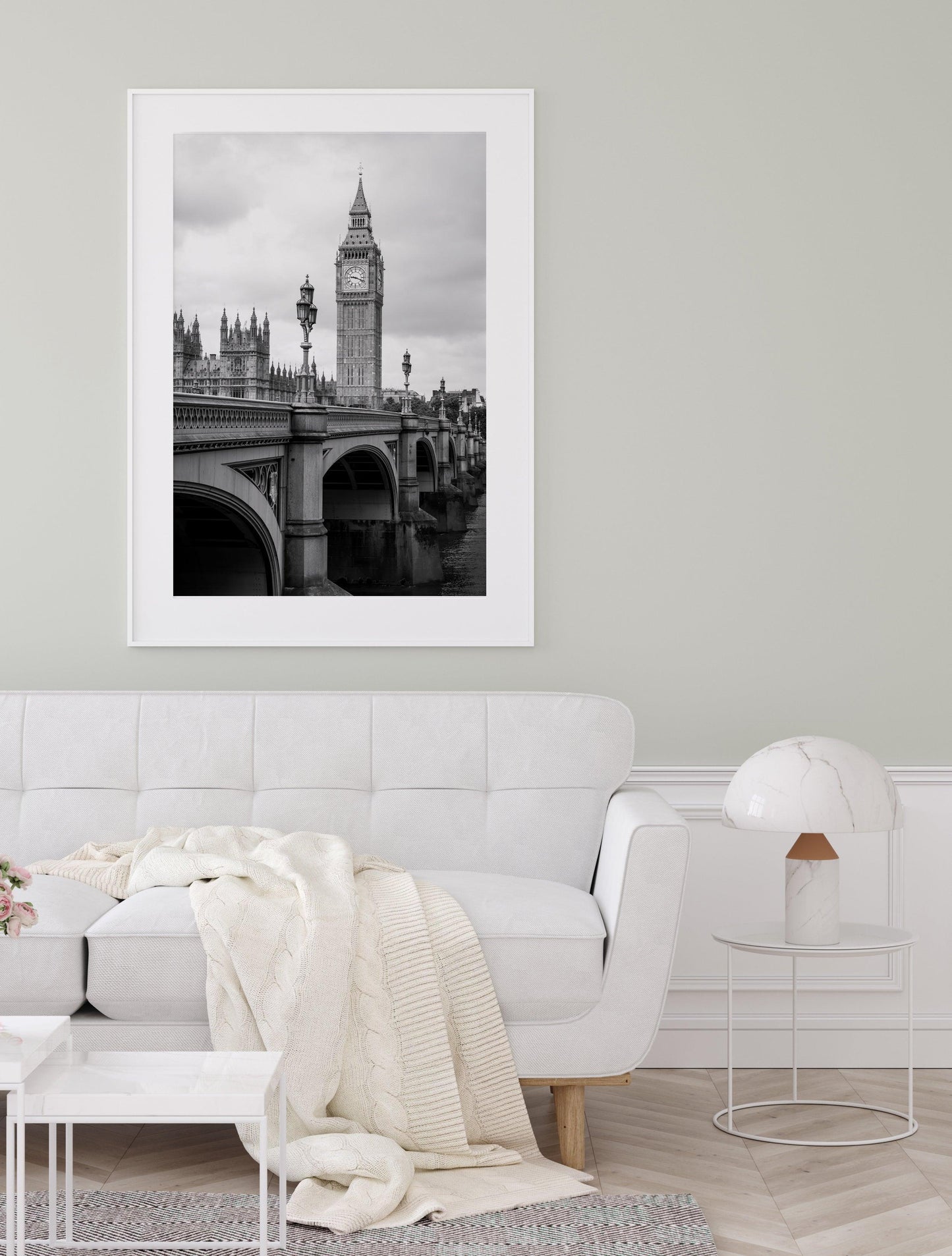 Black and White Big Ben & Westminster Bridge Photography Print | London Photography Print - Departures Print Shop
