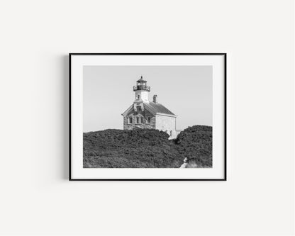 Black and White Block Island Lighthouse Print - Departures Print Shop