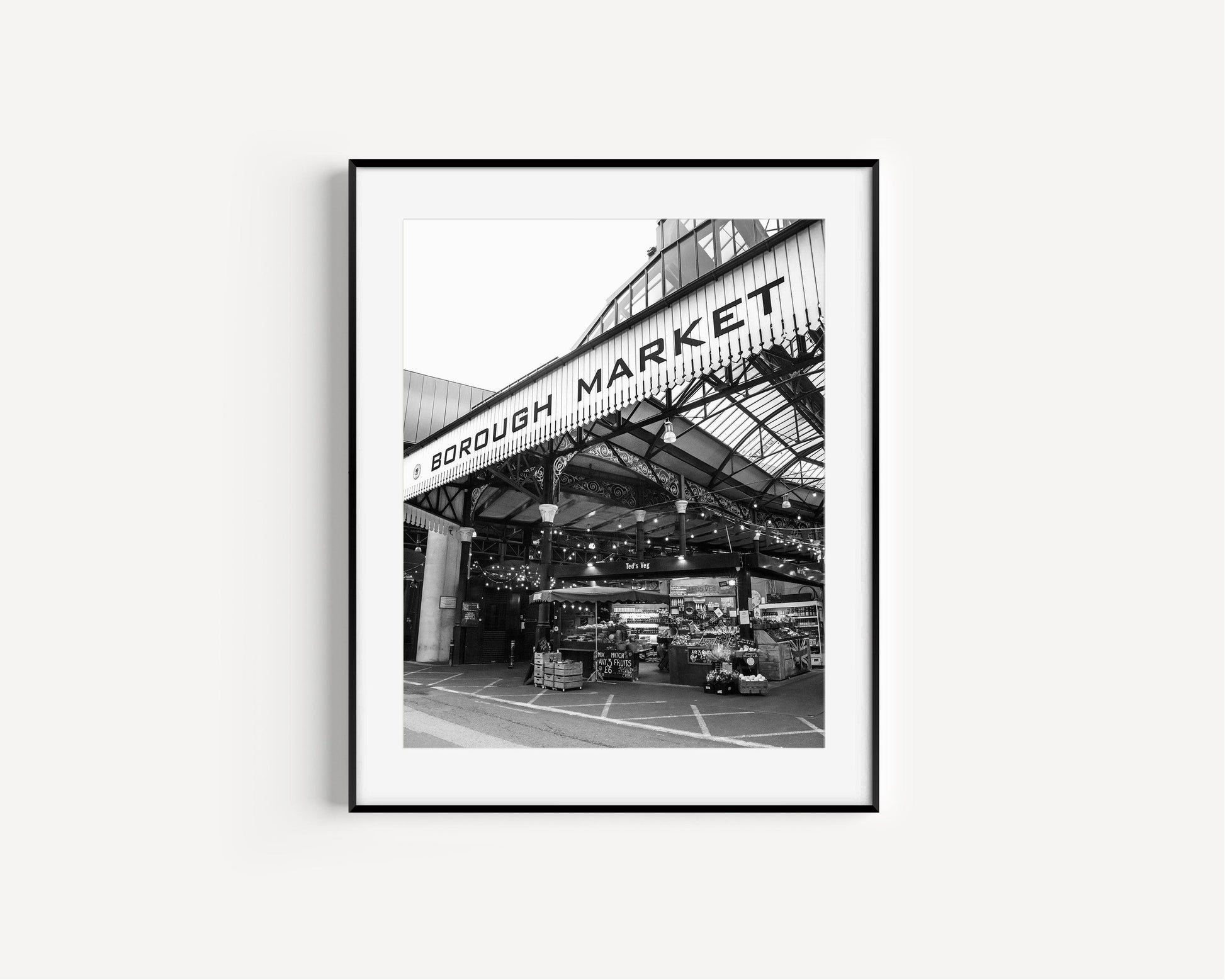 Black and White Borough Market London Print - Departures Print Shop