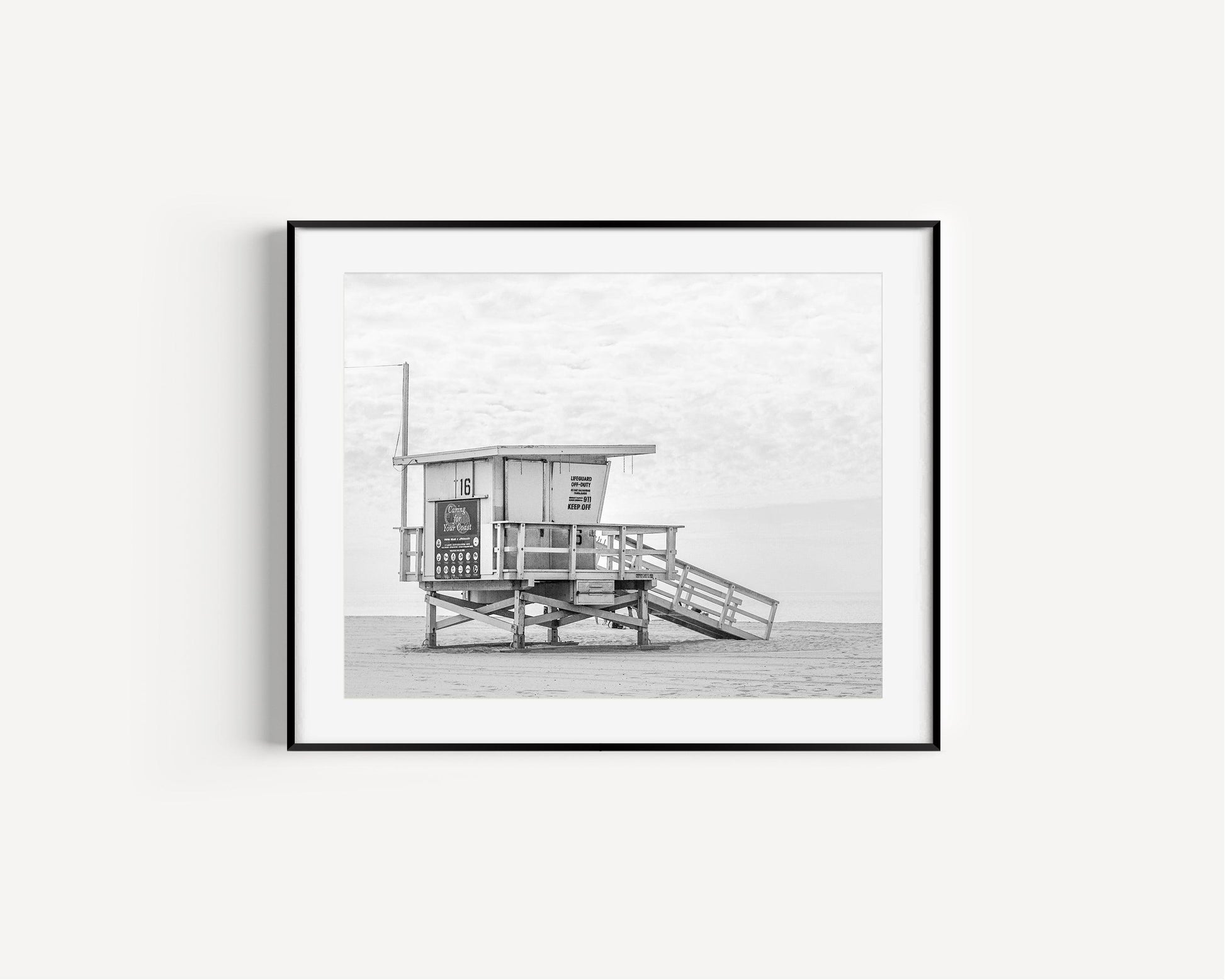 Black and White California Lifeguard Tower Print - Departures Print Shop