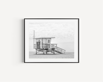 Black and White California Lifeguard Tower Print - Departures Print Shop