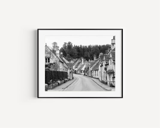 Black and White Castle Combe Photography Print II | Cotswolds England Photography Print - Departures Print Shop