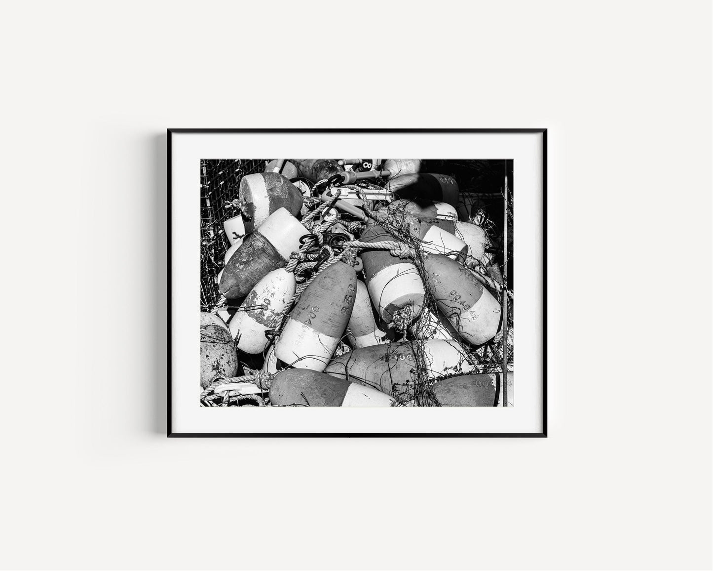 Black and White Coastal Buoys Print - Departures Print Shop