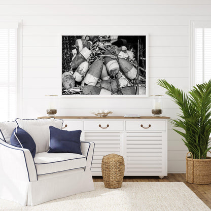 Black and White Coastal Buoys Print - Departures Print Shop