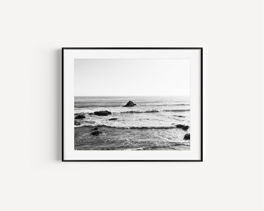 Black and White Coastal California Waves - Departures Print Shop