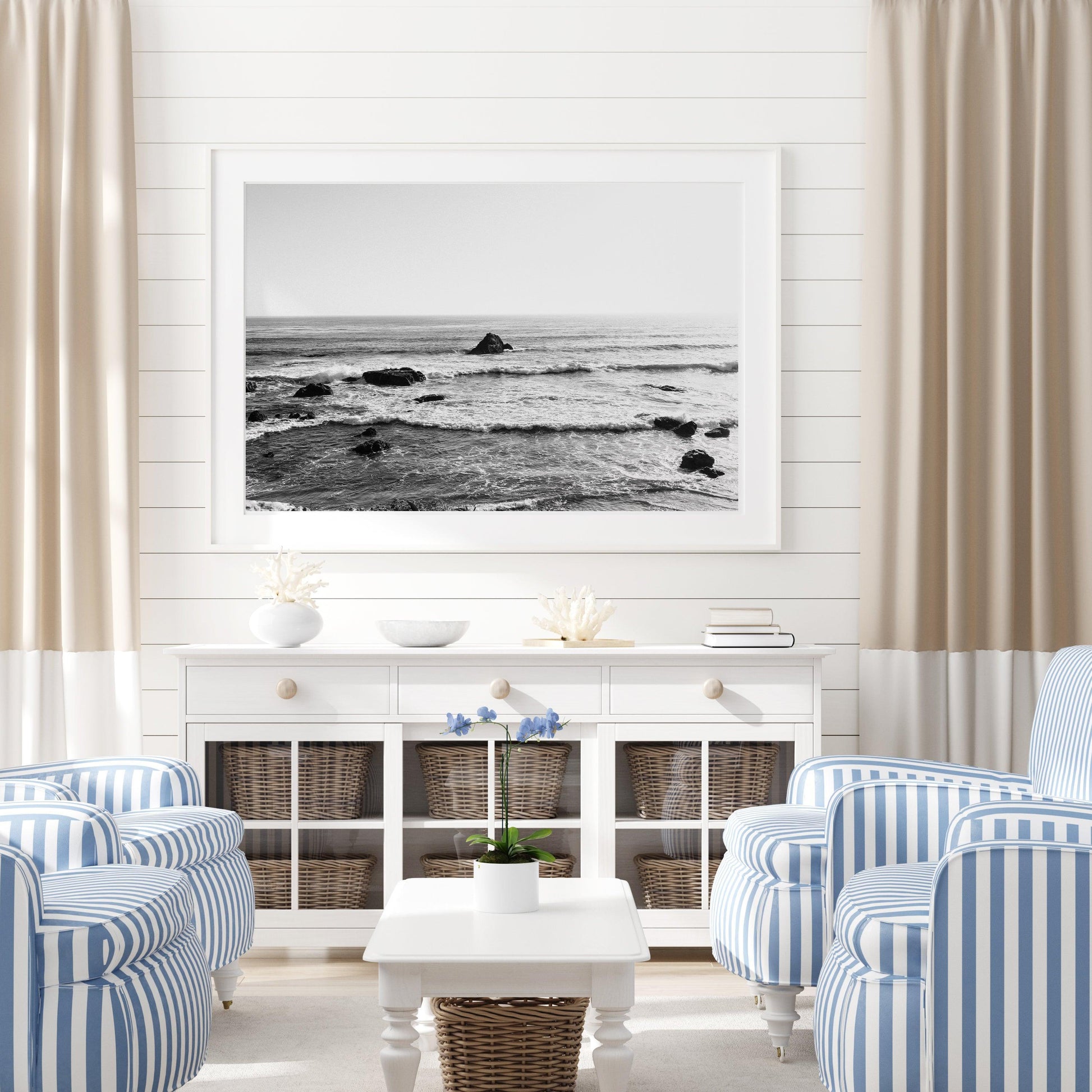 Black and White Coastal California Waves - Departures Print Shop