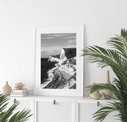 Black and White Coastal Cliffs Jurassic Coast Photography Print - Departures Print Shop