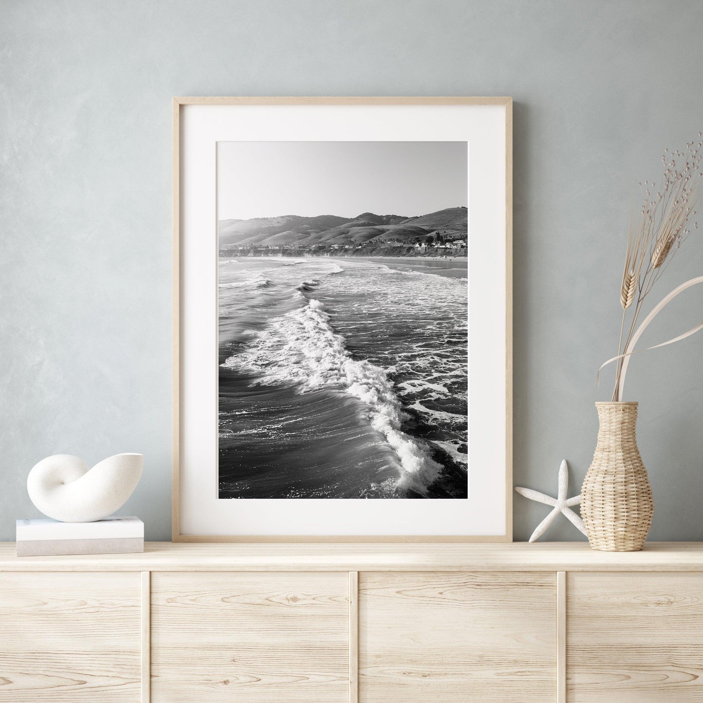 Black and White Coastal Waves - Departures Print Shop