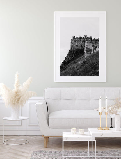 Black and White Edinburgh Castle Print - Departures Print Shop