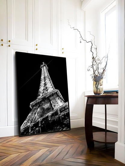 Black and White Eiffel Tower At Night | Paris Photography Print - Departures Print Shop