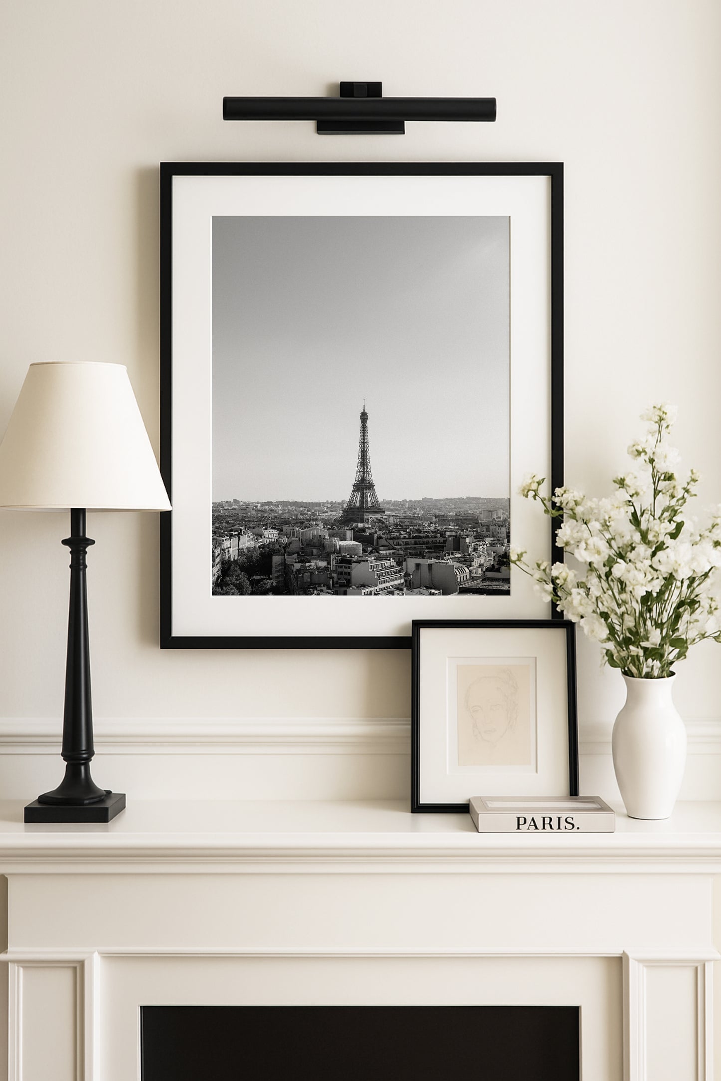 Black and White Paris Skyline Print