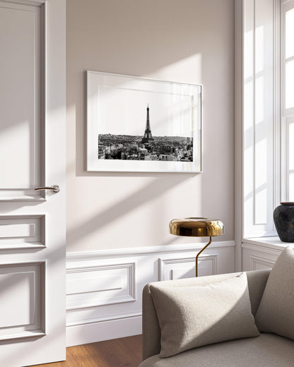 Black and White Eiffel Tower Skyline Photography Print | Paris Print - Departures Print Shop