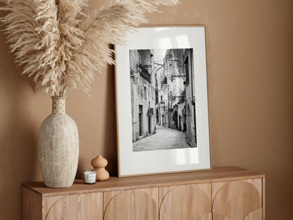 Black and White European Alleyway | Italy Photography Print - Departures Print Shop