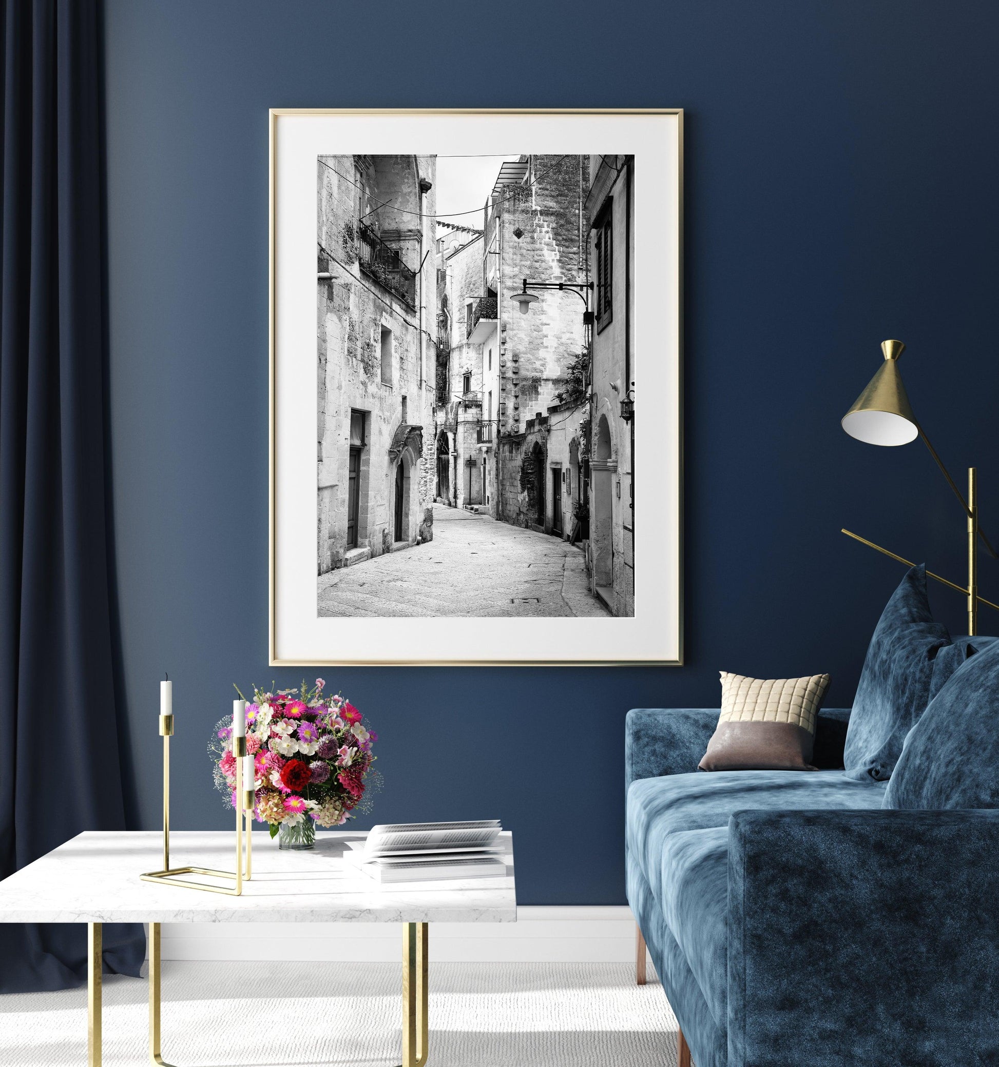 Black and White European Alleyway | Italy Photography Print - Departures Print Shop
