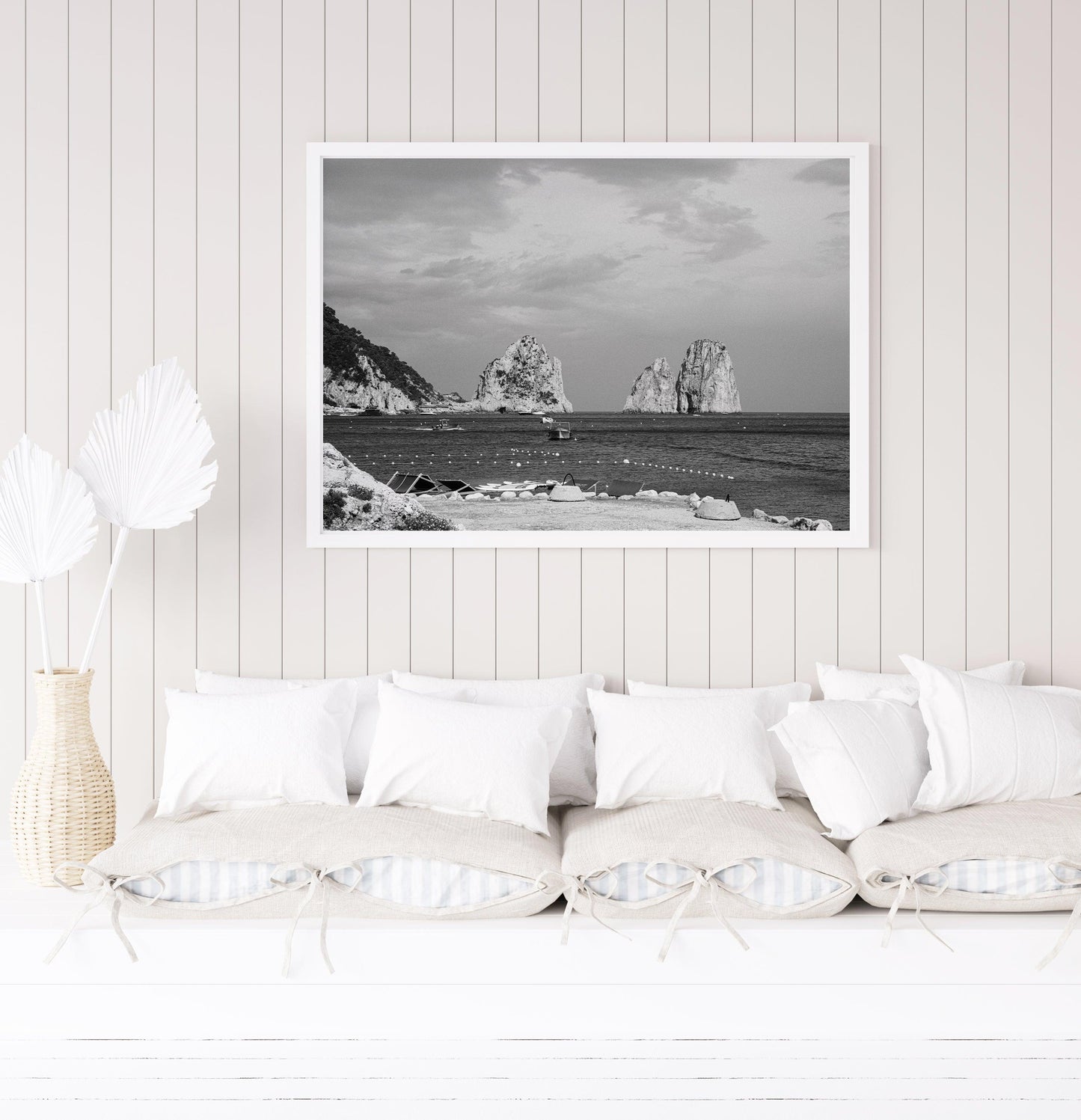 Black and White Faraglioni Rocks | Capri Italy Photography Print - Departures Print Shop