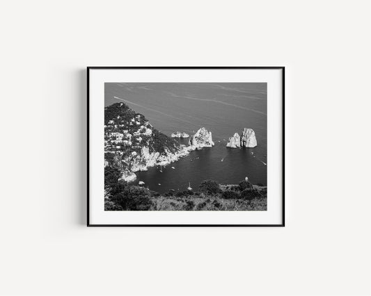 Black and White Faraglioni Rocks II | Capri Italy Photography Print - Departures Print Shop