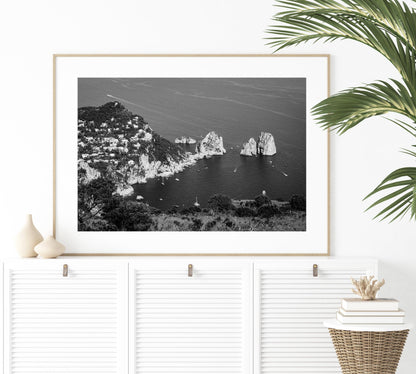 Black and White Faraglioni Rocks II | Capri Italy Photography Print - Departures Print Shop
