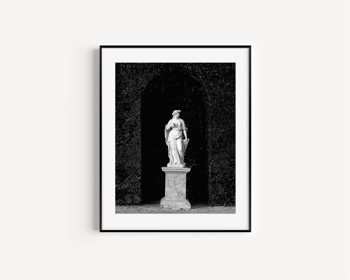 Black and White Gardens of Versailles Statue Photography Print - Departures Print Shop