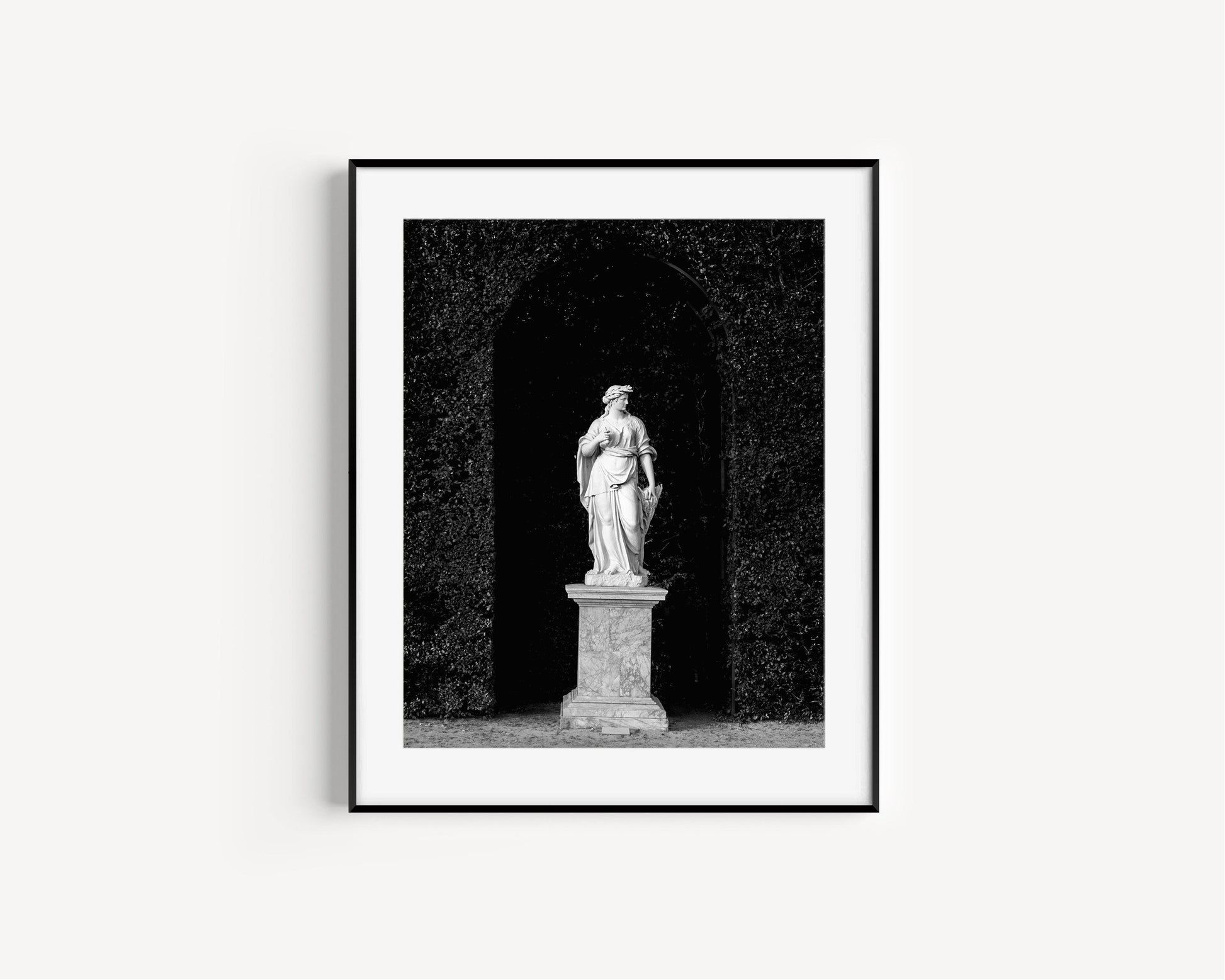 Black and White Gardens of Versailles Statue Photography Print - Departures Print Shop