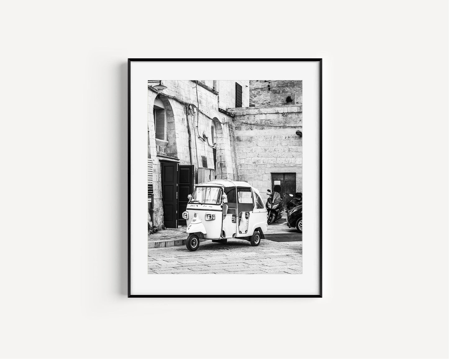 Black and White Italian Rickshaw Print - Departures Print Shop