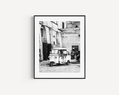 Black and White Italian Rickshaw Print - Departures Print Shop