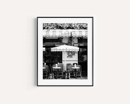 Black and White La Favorite Parisian Cafe Print II | Paris Photography Print - Departures Print Shop