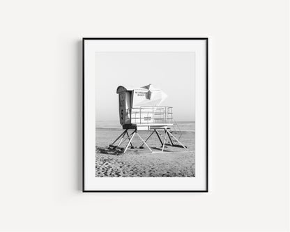 Black and White Lifeguard Tower Print III - Departures Print Shop