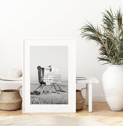 Black and White Lifeguard Tower Print III - Departures Print Shop