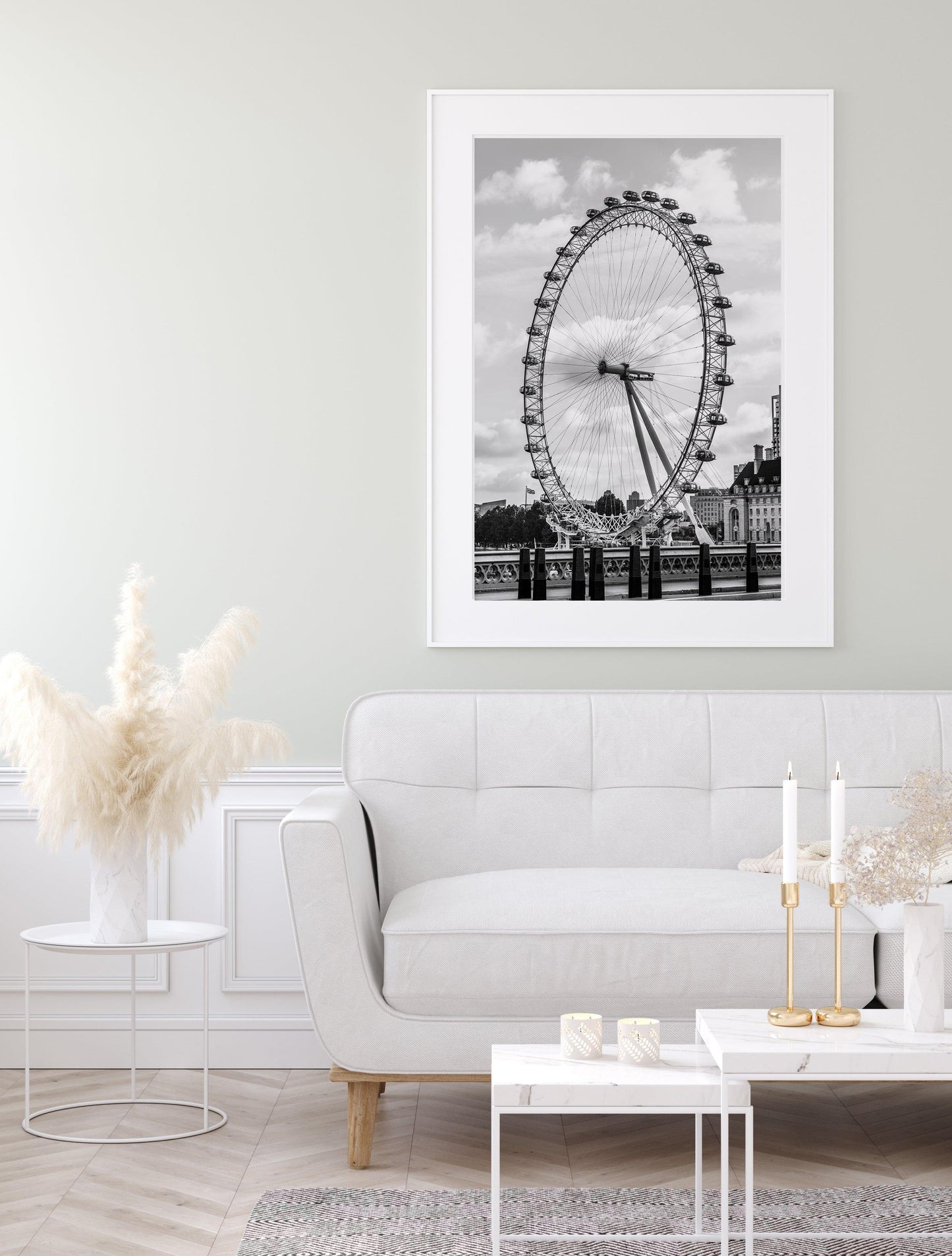 Black and White London Eye Ferris Wheel Photography Print - Departures Print Shop