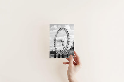 Black and White London Eye Ferris Wheel Photography Print - Departures Print Shop